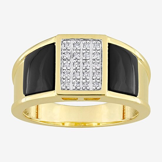 Mens 1/10 CT. T.W. Genuine Black Onyx 18K Gold Over Silver Fashion Ring