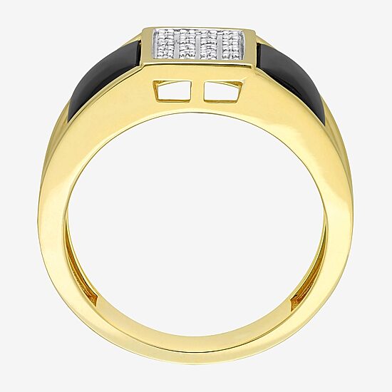 Mens 1/10 CT. T.W. Genuine Black Onyx 18K Gold Over Silver Fashion Ring