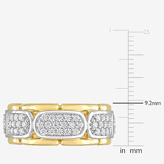 Mens White Moissanite 18K Two Tone Gold Over Silver Fashion Ring