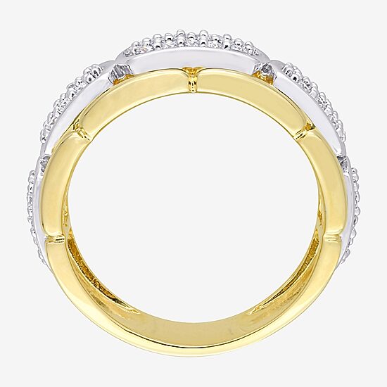 Mens White Moissanite 18K Two Tone Gold Over Silver Fashion Ring