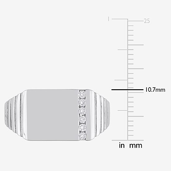 Mens 1/10 CT. T.W. Natural White Diamond Sterling Silver Fashion Ring