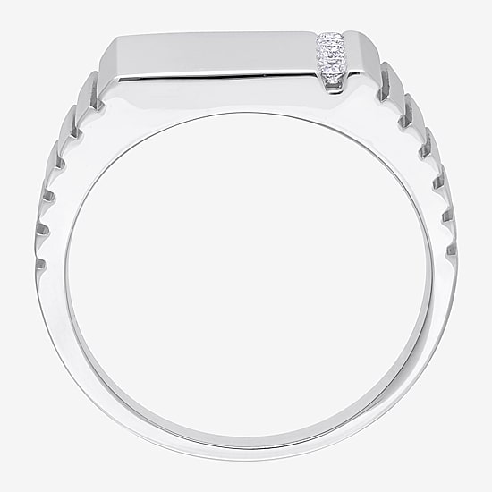 Mens 1/10 CT. T.W. Natural White Diamond Sterling Silver Fashion Ring