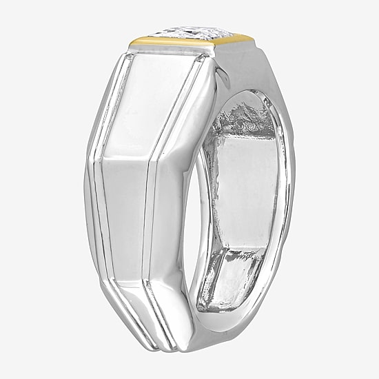 Mens 1 1/5 CT. T.W. Lab Created White Moissanite 18K Two Tone Gold Over Silver Fashion Ring
