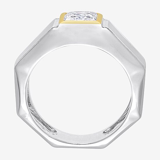 Mens 1 1/5 CT. T.W. Lab Created White Moissanite 18K Two Tone Gold Over Silver Fashion Ring