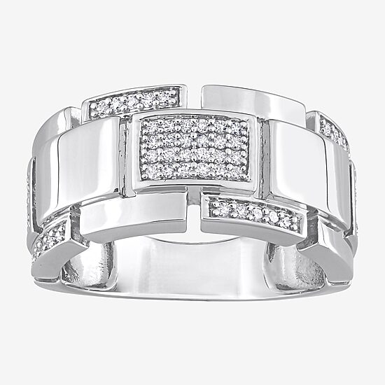 Mens 1/4 CT. T.W. Natural White Diamond Sterling Silver Fashion Ring