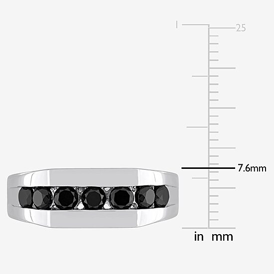 Mens 1 CT. T.W. Natural Black Diamond Sterling Silver Fashion Ring