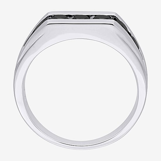 Mens 1 CT. T.W. Natural Black Diamond Sterling Silver Fashion Ring