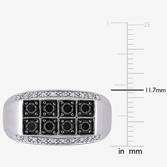 Mens 1 CT. T.W. Natural Black Diamond Sterling Silver Fashion Ring