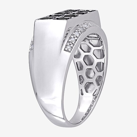 Mens 1 CT. T.W. Natural Black Diamond Sterling Silver Fashion Ring