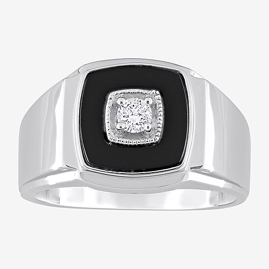 Mens 1/6 CT. T.W. Genuine Black Onyx Sterling Silver Fashion Ring