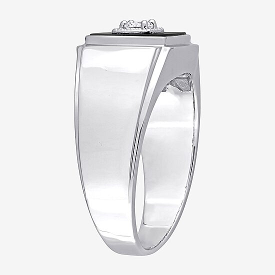 Mens 1/6 CT. T.W. Genuine Black Onyx Sterling Silver Fashion Ring
