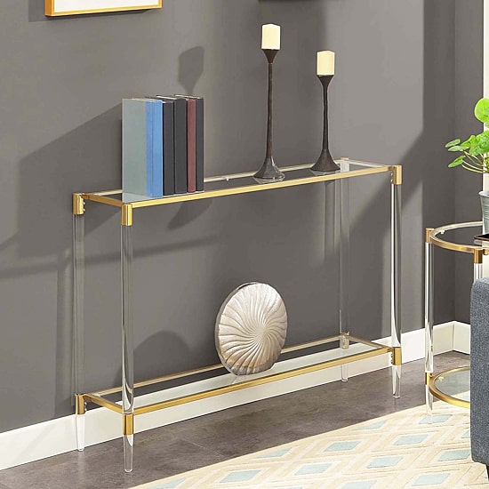 Convenience Concepts Royal Crest Glass Top Metal Console Table