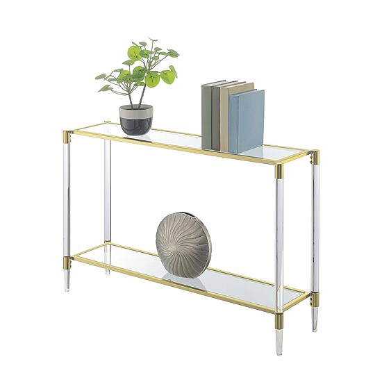 Convenience Concepts Royal Crest Glass Top Metal Console Table