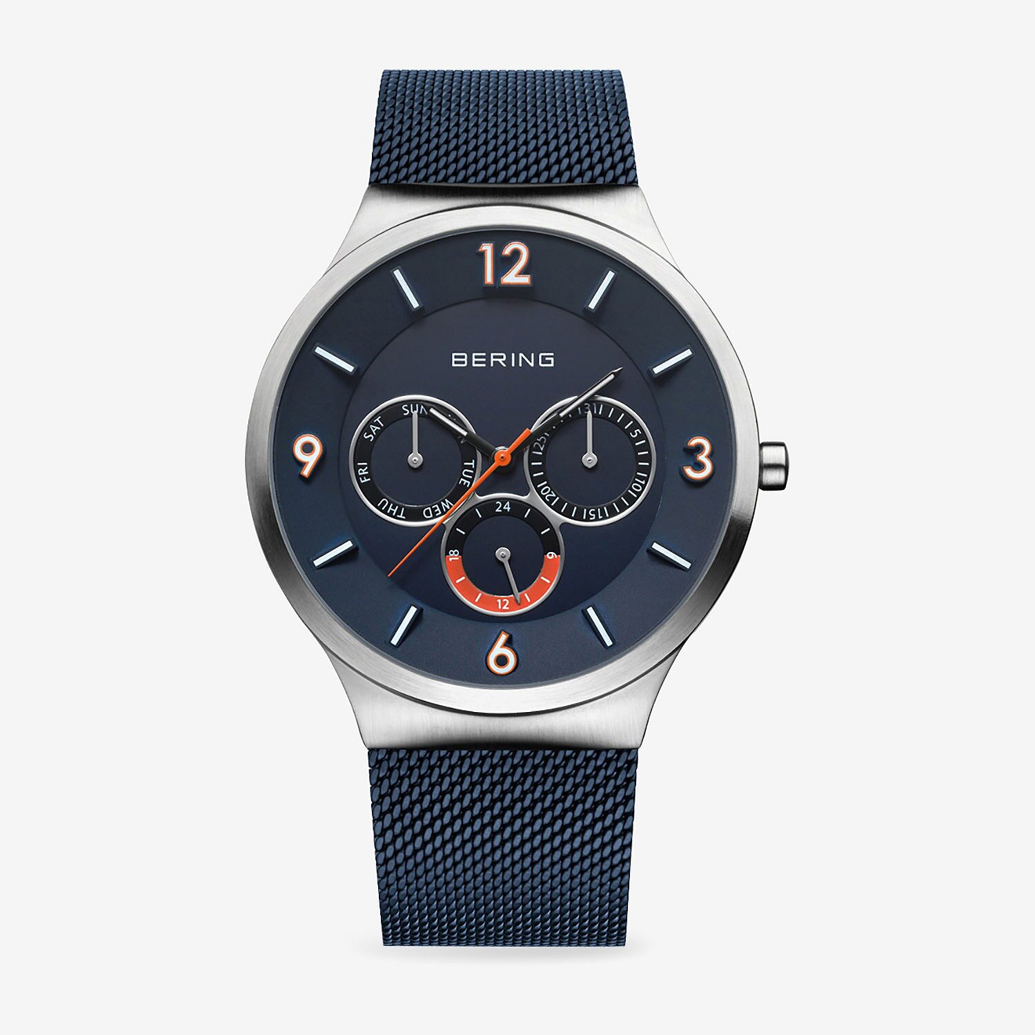 Bering Mens Blue Stainless Steel Bracelet Watch 33441-307