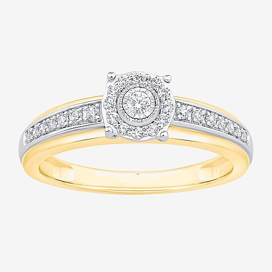 Unisex Adult 1/3 CT. T.W. Natural White Diamond 10K Two Tone Gold Side Stone Halo Bridal Set