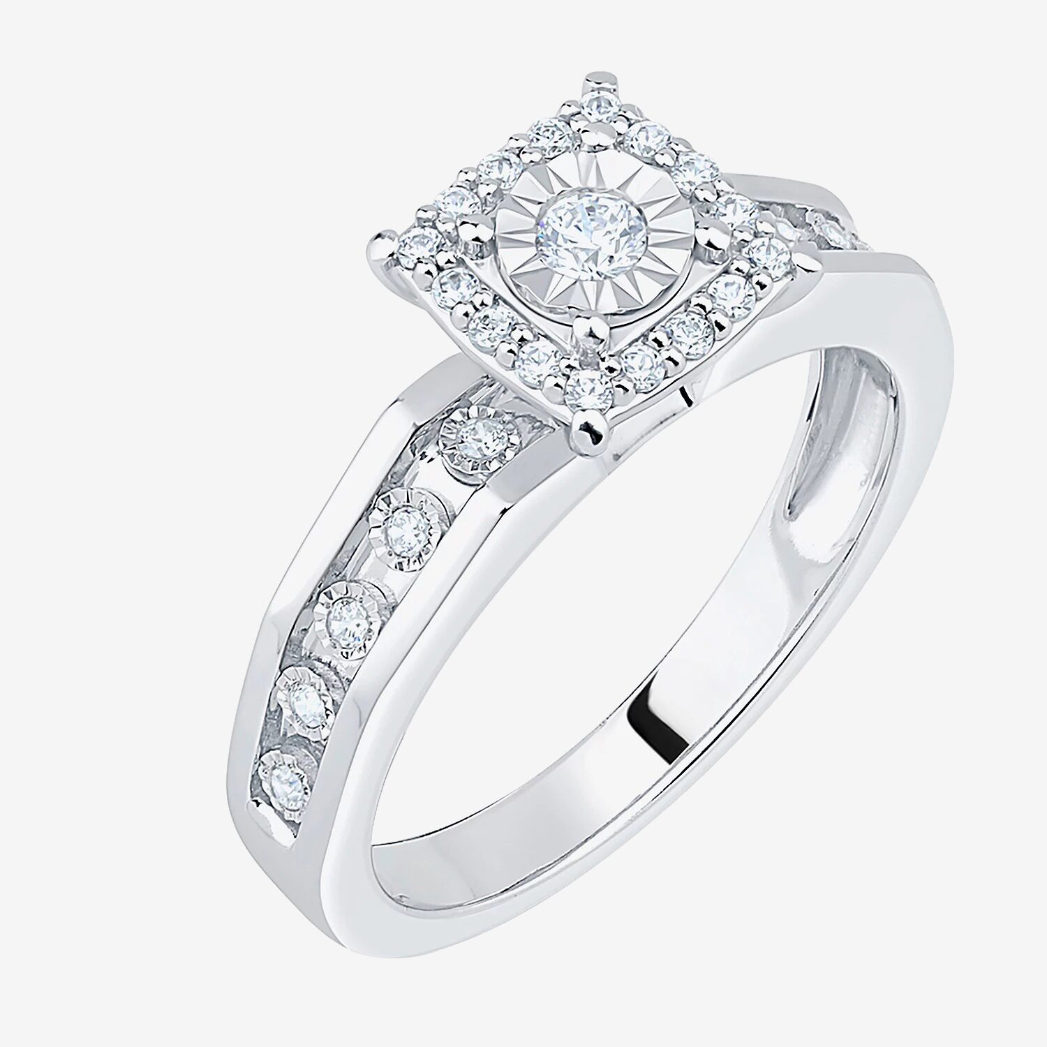 Unisex Adult 3/8 CT. T.W. Natural White Diamond 10K Gold Halo Side Stone Ring Set