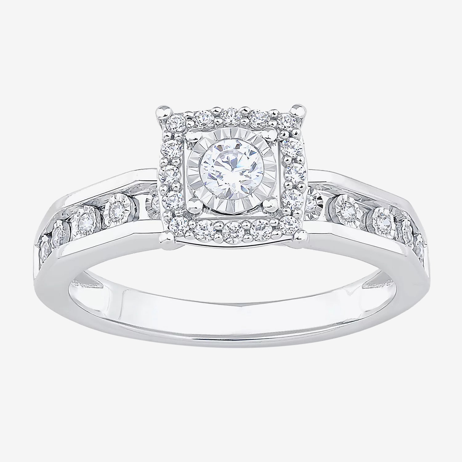 Unisex Adult 3/8 CT. T.W. Natural White Diamond 10K Gold Halo Side Stone Ring Set
