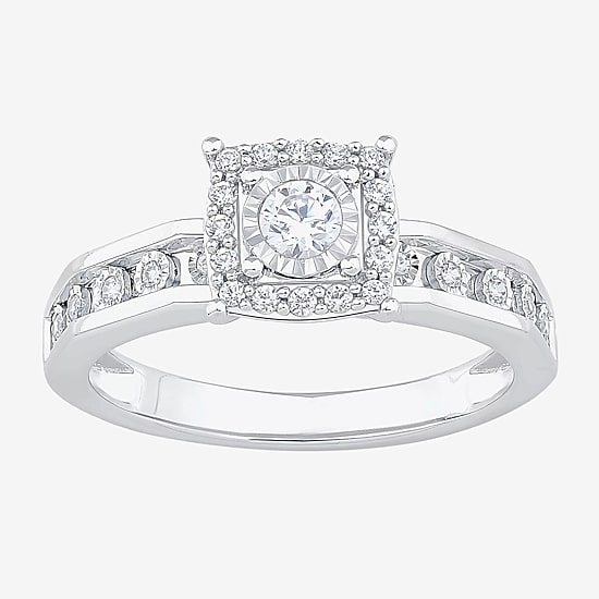 Unisex Adult 3/8 CT. T.W. Natural White Diamond 10K Gold Halo Side Stone Ring Set