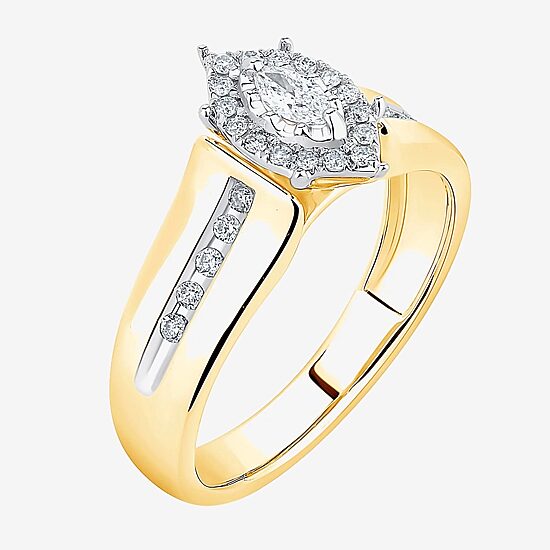 Unisex Adult 3/8 CT. T.W. Natural White Diamond 10K Gold Marquise Side Stone Halo Bridal Set