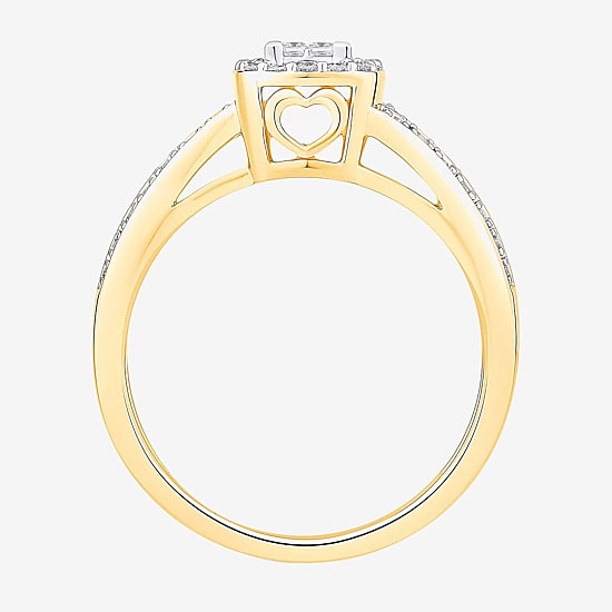 Unisex Adult 1/2 CT. T.W. Natural White Diamond 10K Two Tone Gold Side Stone Halo Bridal Set