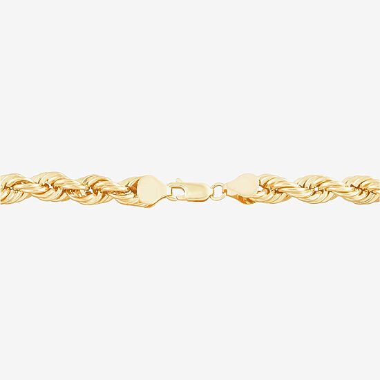 Made in Italy Unisex Adult 10K Gold 9 Inch Hollow Rope Chain Bracelet