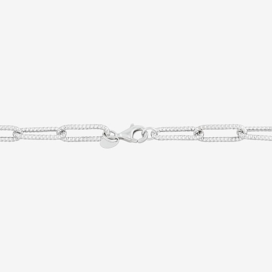 Made in Italy Womens 14K Gold 8 Inch Hollow Paperclip Chain Bracelet