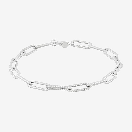 Made in Italy Womens 14K Gold 8 Inch Hollow Paperclip Chain Bracelet