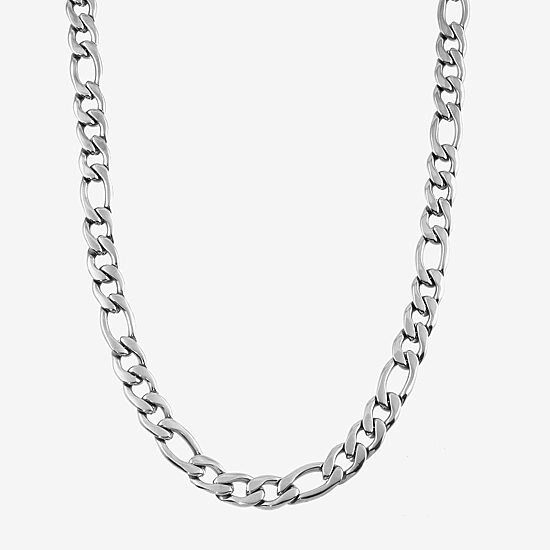 Mens Stainless Steel 22 Inch Figaro Chain Necklace