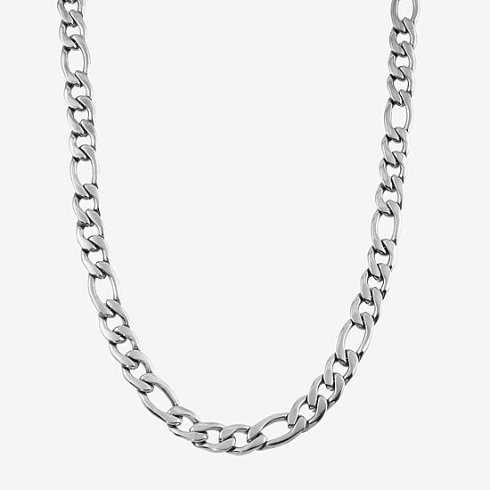 Mens Stainless Steel 24 Inch Figaro Chain Necklace