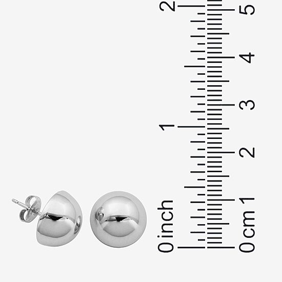 Sterling Silver Half Bead Stud Earrings