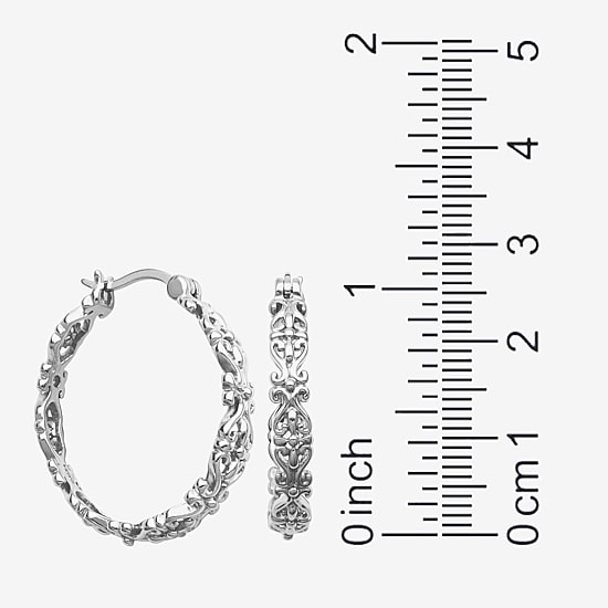 Womens Sterling Silver 27.4mm Hoop Earrings