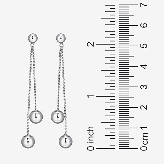 Bead Dangle Womens Sterling Silver Drop Earrings