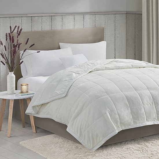 Madison Park Campbell Reversible Plush To Microfiber Temperature Regulating Down Alternative Blanket