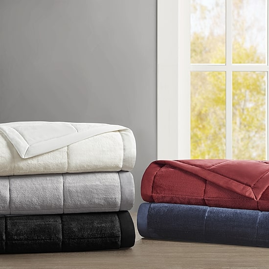 Madison Park Campbell Reversible Plush To Microfiber Temperature Regulating Down Alternative Blanket