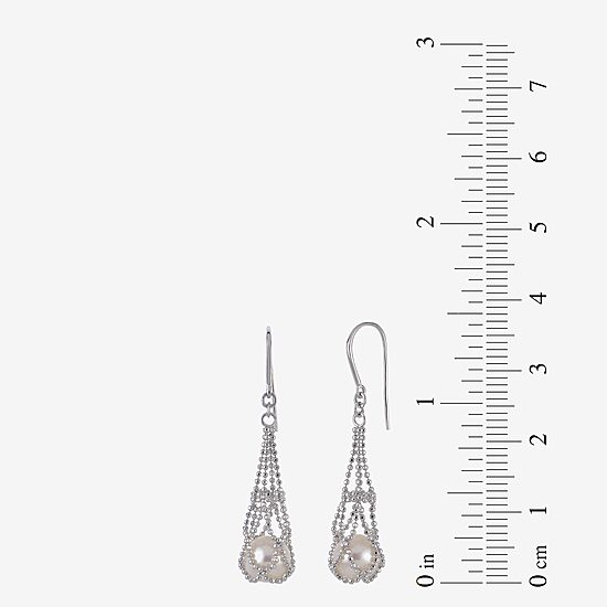 Cultured Freshwater Pearl Chain Drop Earrings 