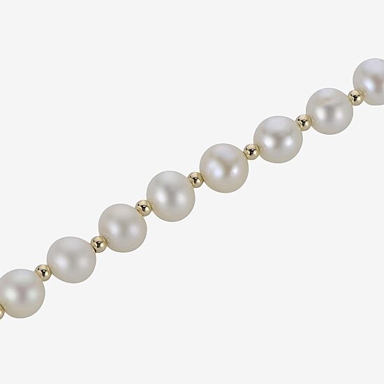 7-7.5Mm Cultured Freshwater Pearl Sterling Silver Bracelet