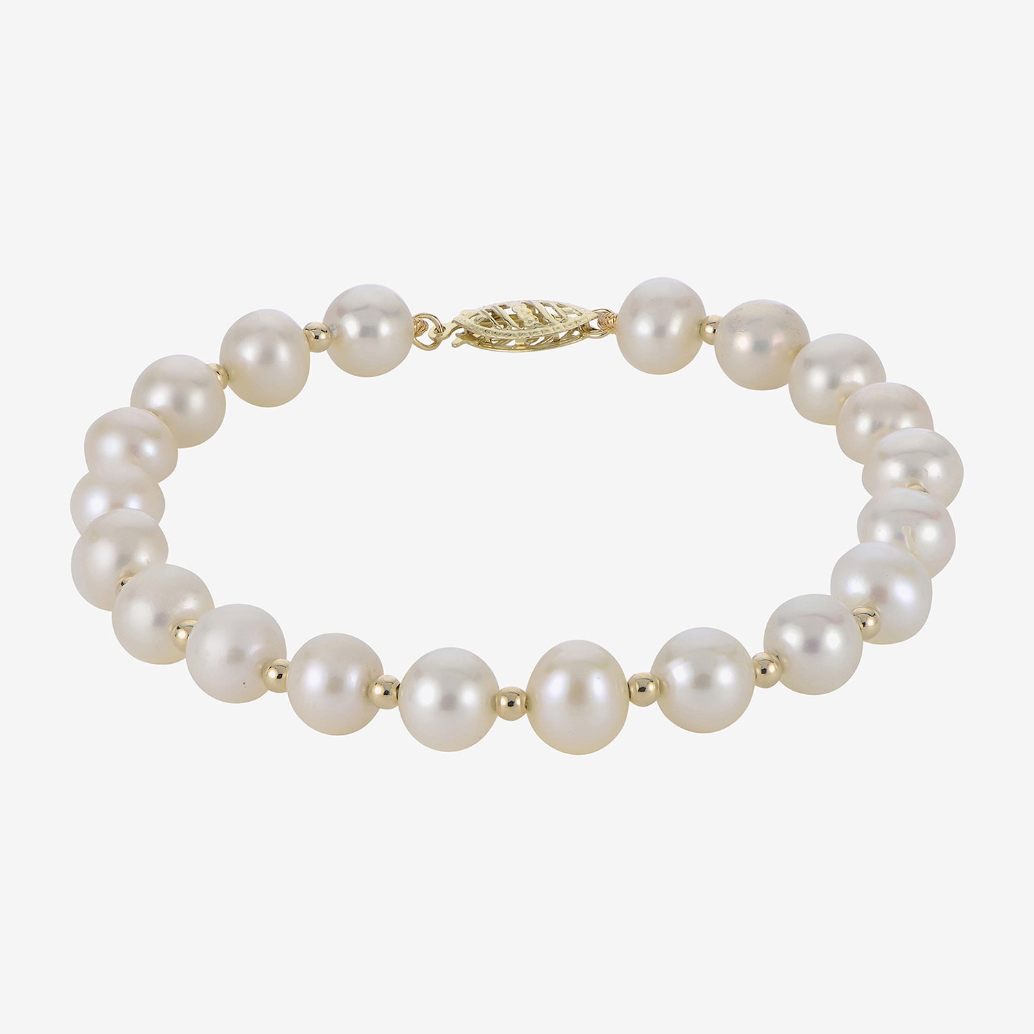 7-7.5Mm Cultured Freshwater Pearl Sterling Silver Bracelet