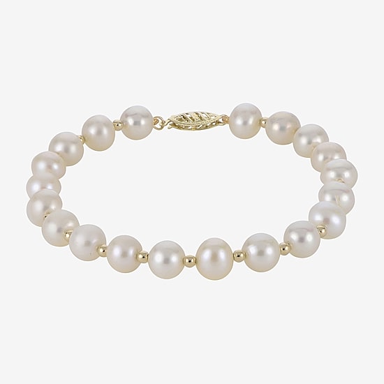 7-7.5Mm Cultured Freshwater Pearl Sterling Silver Bracelet