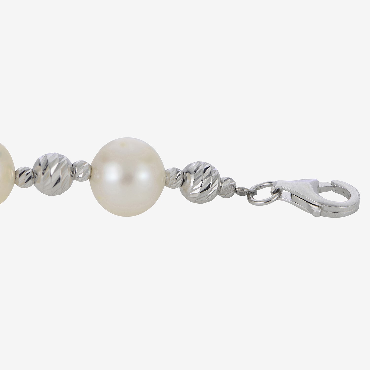 Cultured Freshwater Pearl & Brilliance Bead Sterling Silver Bracelet