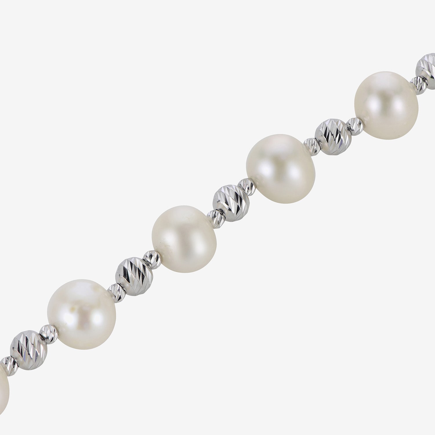 Cultured Freshwater Pearl & Brilliance Bead Sterling Silver Bracelet