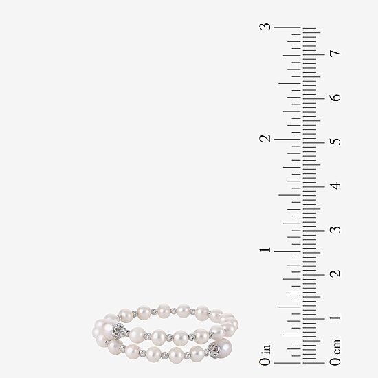 Cultured Freshwater Pearl & Sterling Silver Brilliance Bead Coil Bracelet