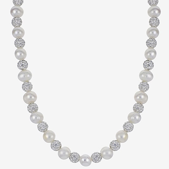 Womens White Sterling Silver 18 Inch Strand Necklace