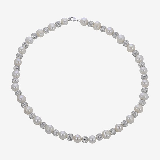 Womens White Sterling Silver 18 Inch Strand Necklace