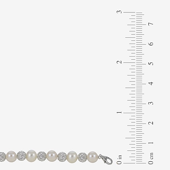 Womens White Sterling Silver 18 Inch Strand Necklace