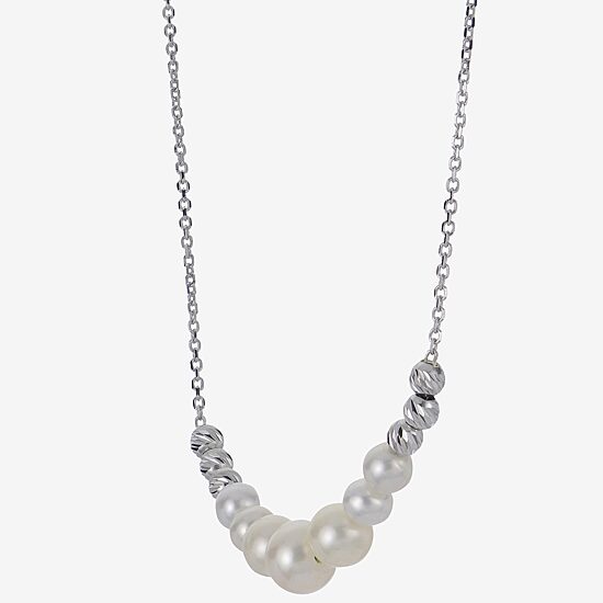 Womens White Sterling Silver 18 Inch Collar Necklace