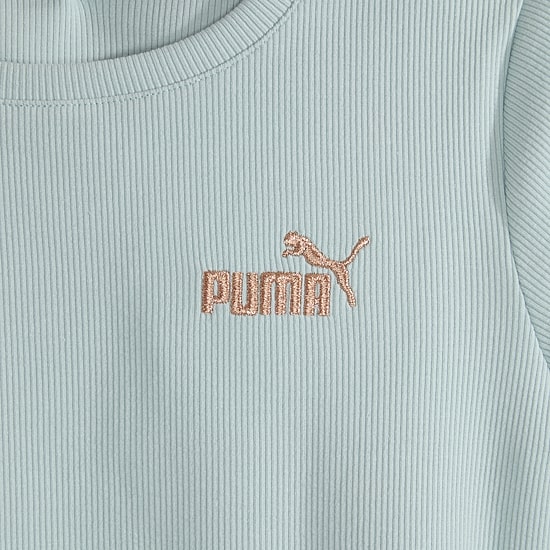 PUMA Rib Big Kid Girls Crew Neck Short Sleeve Embroidered Active T-Shirt
