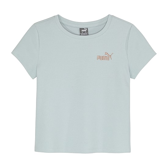 PUMA Rib Big Kid Girls Crew Neck Short Sleeve Embroidered Active T-Shirt