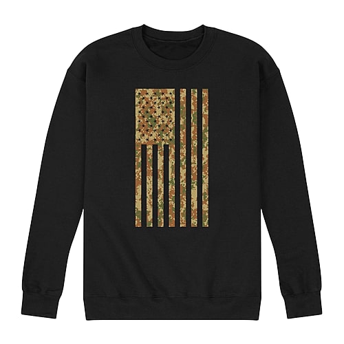 Mens Long Sleeve Camo American Flag Graphic T-Shirt, X-large, Black