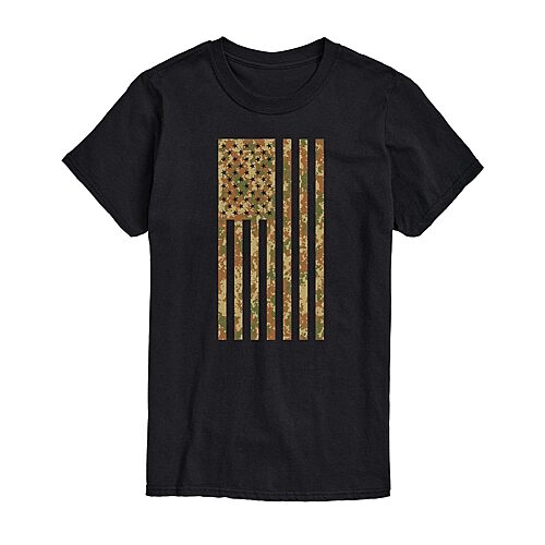 Mens Short Sleeve Camo American Flag Graphic T-Shirt, Xx-large, Black