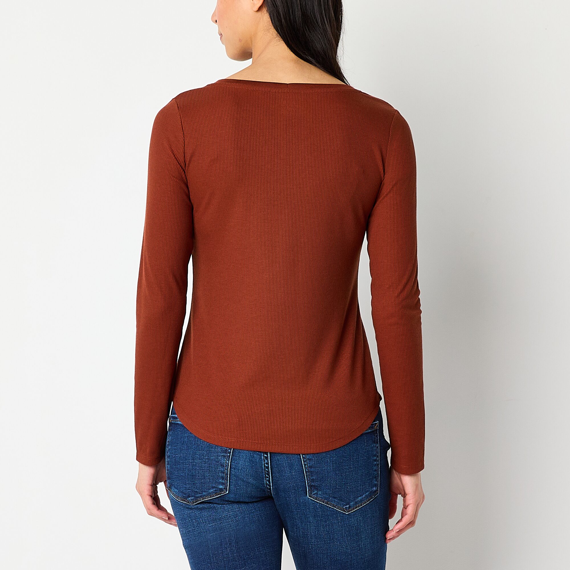a.n.a Womens Long Sleeve Henley Shirt